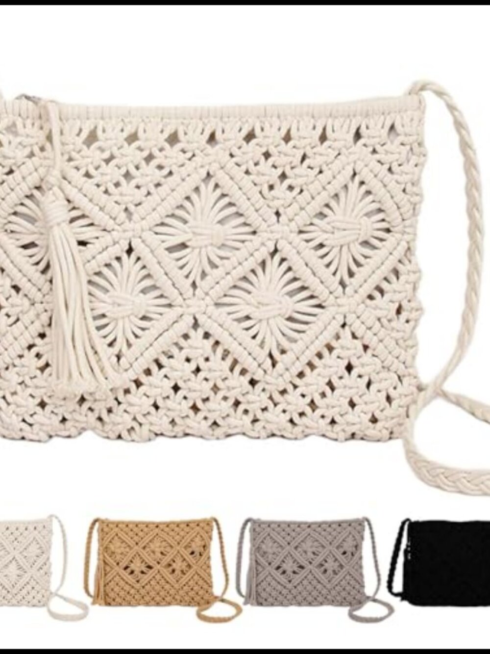 Crochet Woven Crossbody Bag Small Boho Shoulder Purse Womens Summer